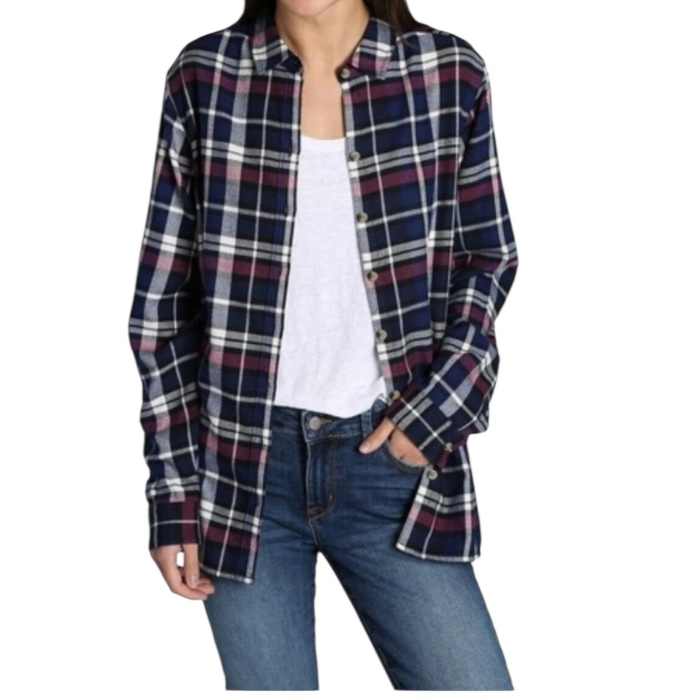 Jachs Girlfriend New York purple/blue Plaid button Flannel Shirt Size XL